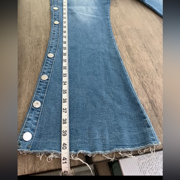 Plus size Light wash bell bottoms/wide flare, metal button detail down the leg - Picture 13 of 16